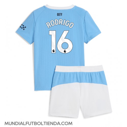 Camiseta Manchester City Rodri Hernandez #16 Primera Equipación Replica 2025-26 para niños mangas cortas (+ Pantalones cortos)